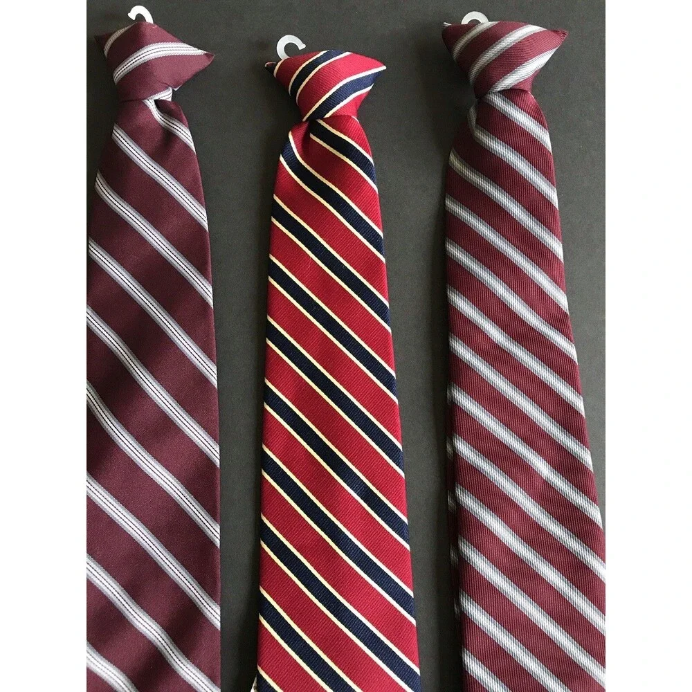 Vintage Youth Boys Neck Clip Ties Lot Of 3 Striped Ties  New